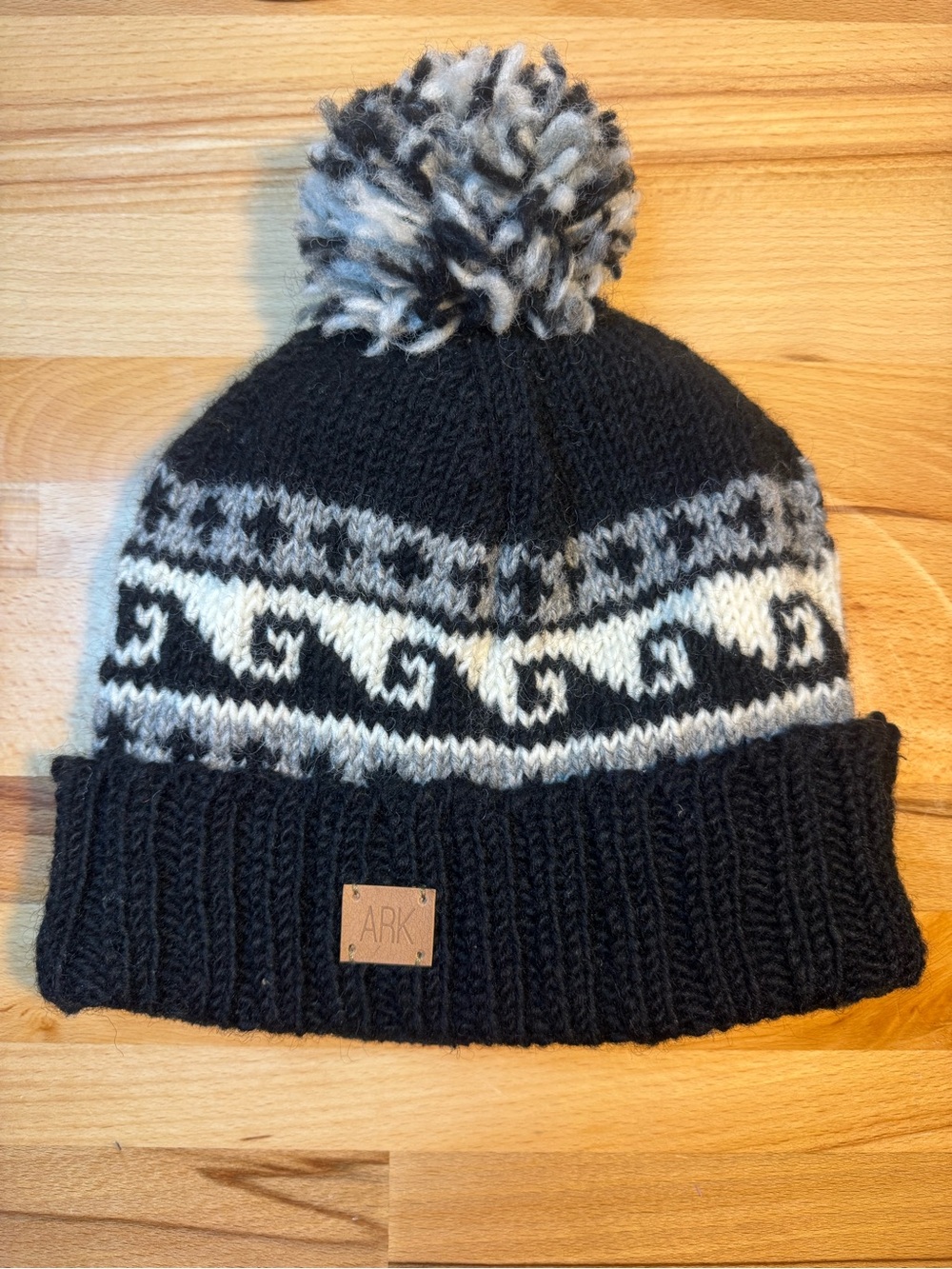 Ark & Co Black, White & Gray Pom Beanie Hat